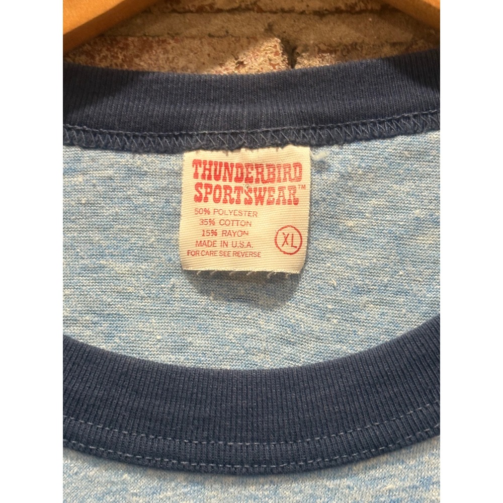 Vintage Thunderbird Sportswear Surfin USA Ringer T Shirt Blue - Picture 6 of 8